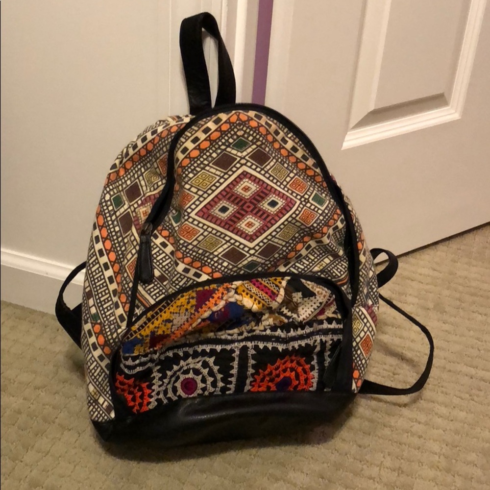 Super cute faux leather stitched backpack